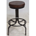 Industrial Metal Bar Hocker Metal Natural Finish Leder Rund Sitz